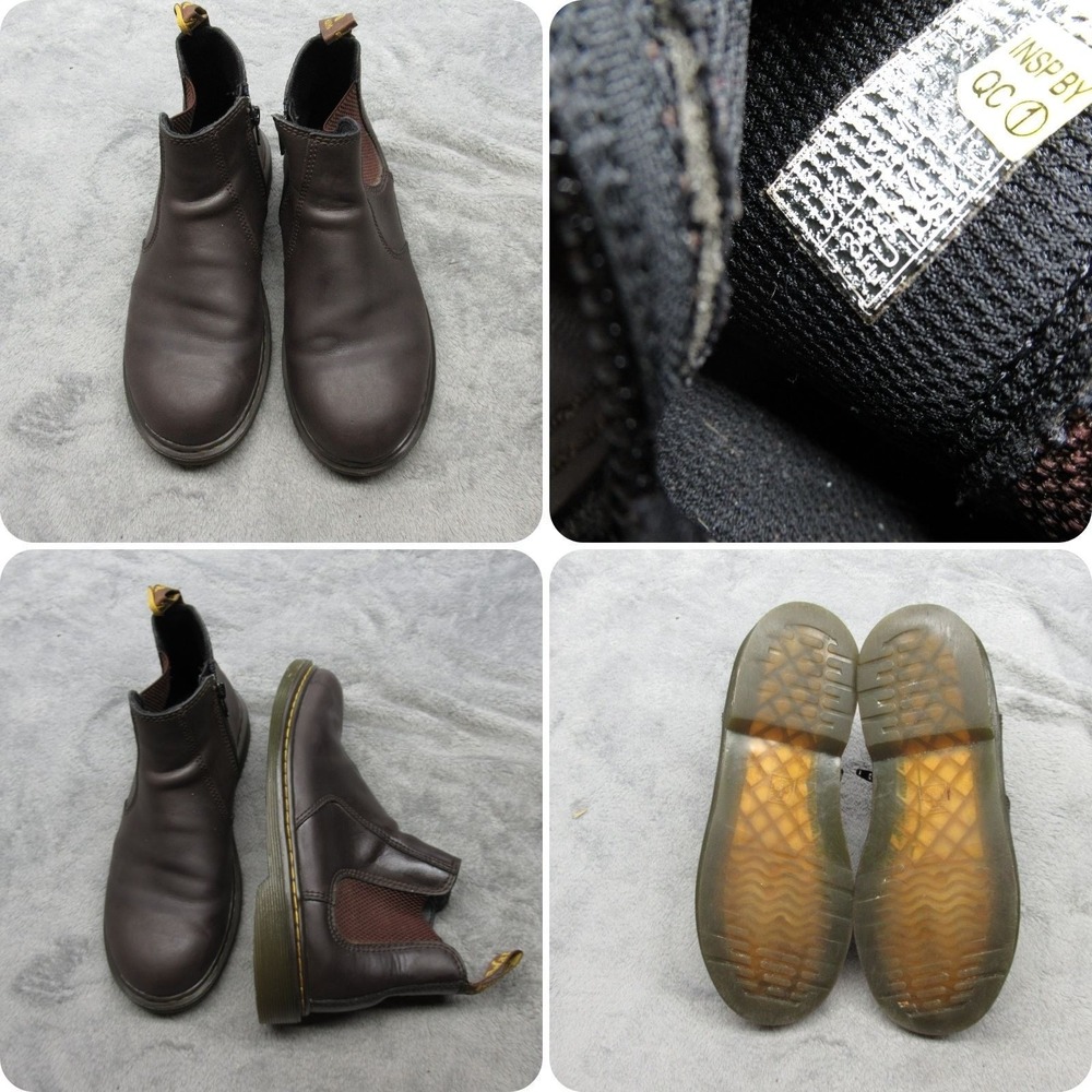 Dr Martens Boots Unisex 6 Men 7.5 W Brown Leather Zip Chunky Chelsea Ankle 2976